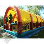 Коммерческий надувной батут "Веселый дом и звери в нём" с крышей 9*6*6 м