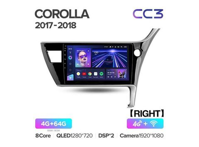 Магнитола Teyes CC3 4-64 Toyota Corolla 11 2017-2018 10.2"