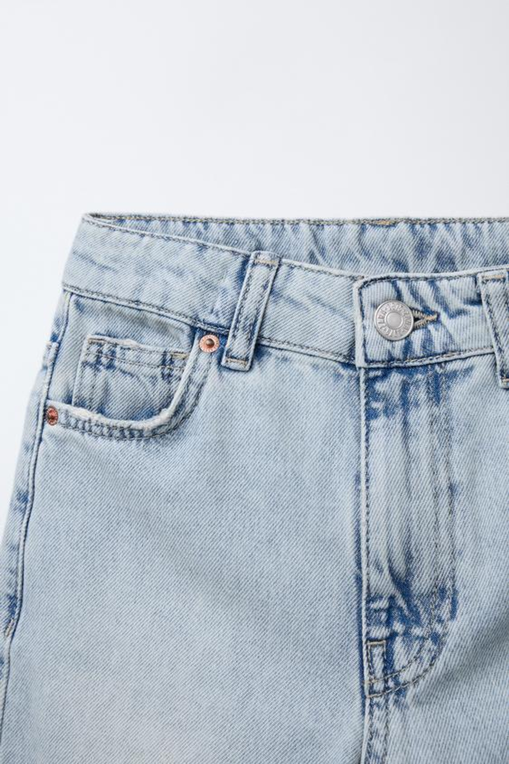 ZARA ДЖИНСЫ КАРГО С РАЗРЕЗАМИ, ГОЛУБОЙ