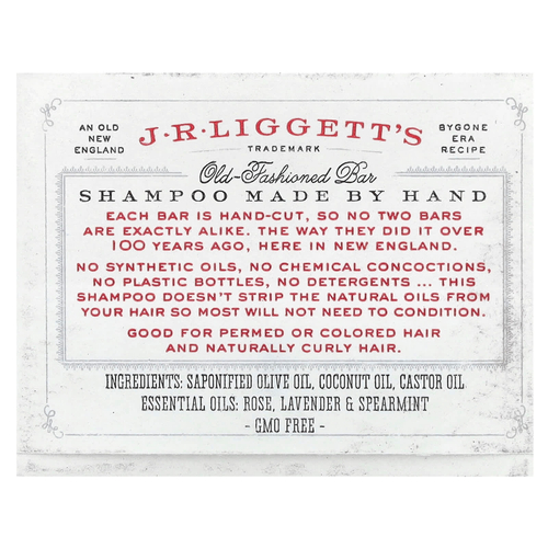 J.R. Liggett's, Шампунь-батончик Old Fashioned, оригинальная формула, 3,5 унции (99 г)