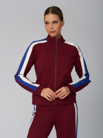 Женский бордовый спортивный костюм с контрастными линиями
