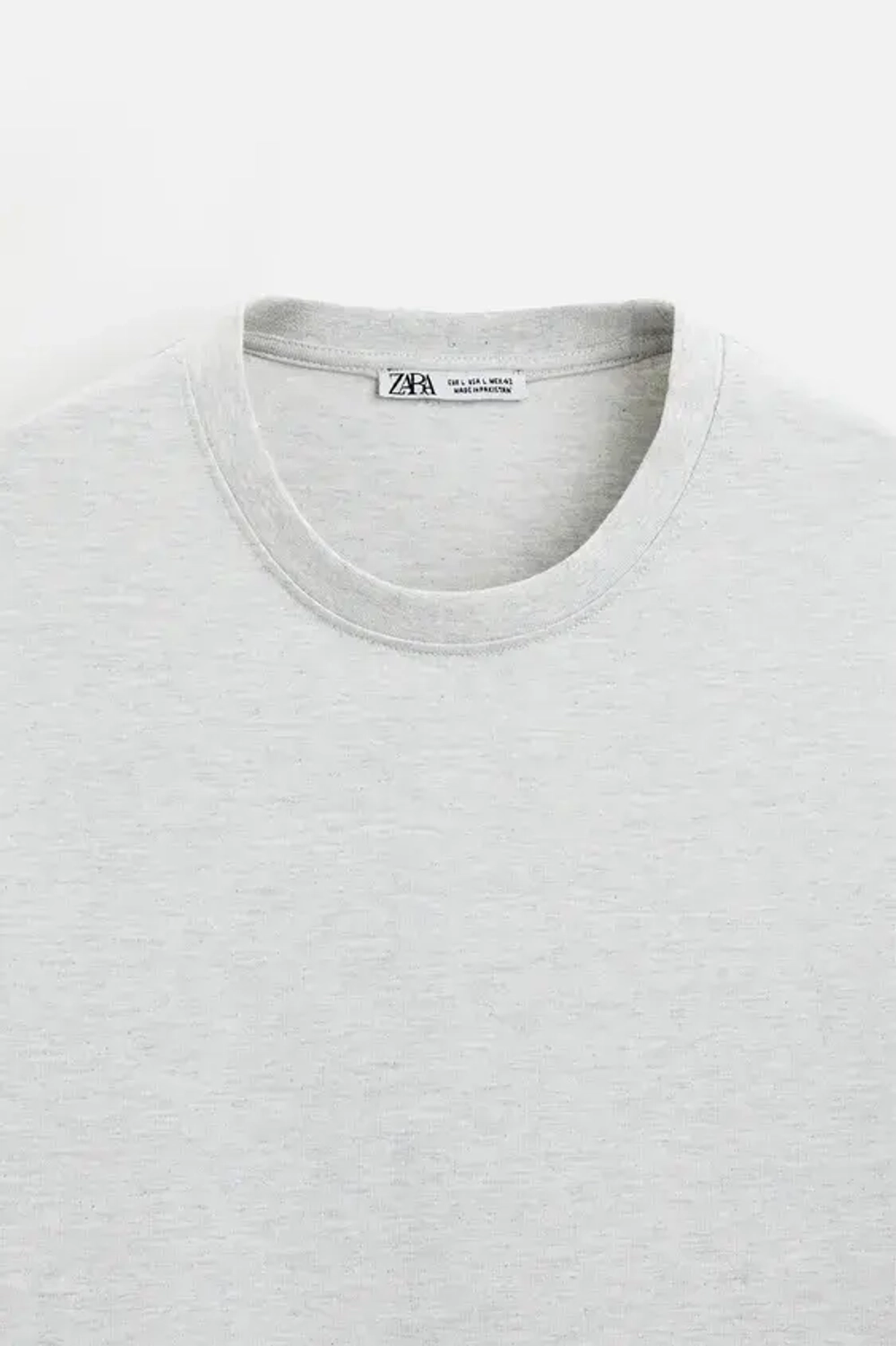 ZARA ФУТБОЛКА С ПРИНТОМ, СЕРЫЙ С МЕЛАНЖЕВЫМ ЭФФЕКТОМ
