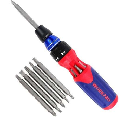 Отвертка WORKPRO 12-в-1, с трещоткой WP221063