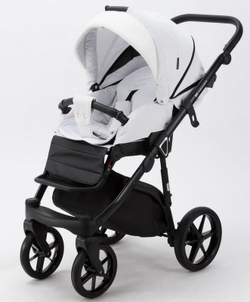 Детская коляска Adamex Bibione 2 в 1 BI-PS76 (БЕЛАЯ РОГОЖКА+БЕЛ.КОЖА)