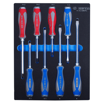 KING TONY (9-30208MRV) Набор отверток силовых, ложемент, 8 предметов