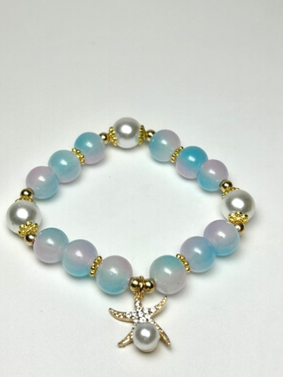 Природный аквамарин браслет ручной работы