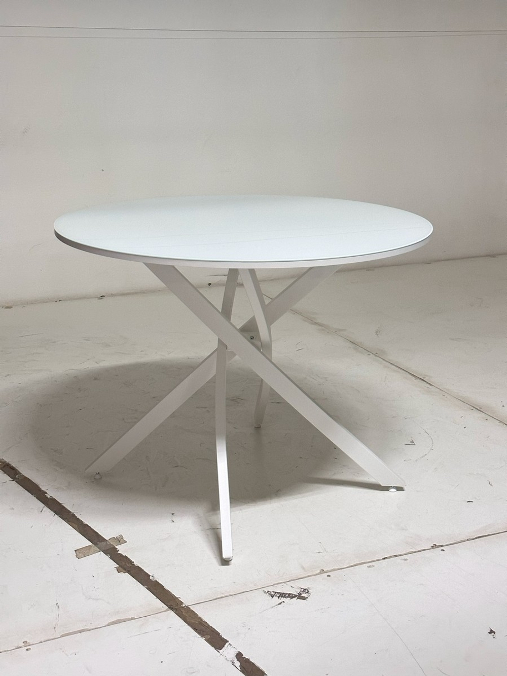 Стол М-City DISAUR Дарио D100 Белый, стекло, Белый каркас