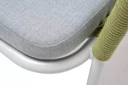 "Лион" стул плетеный из роупа, каркас из стали светло-серый (RAL7035) муар, роуп салатовый меланж круглый, ткань светло-серая