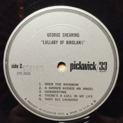 Винтажная виниловая пластинка LP George Shearing Lullaby Of Birdland (USA 1970)