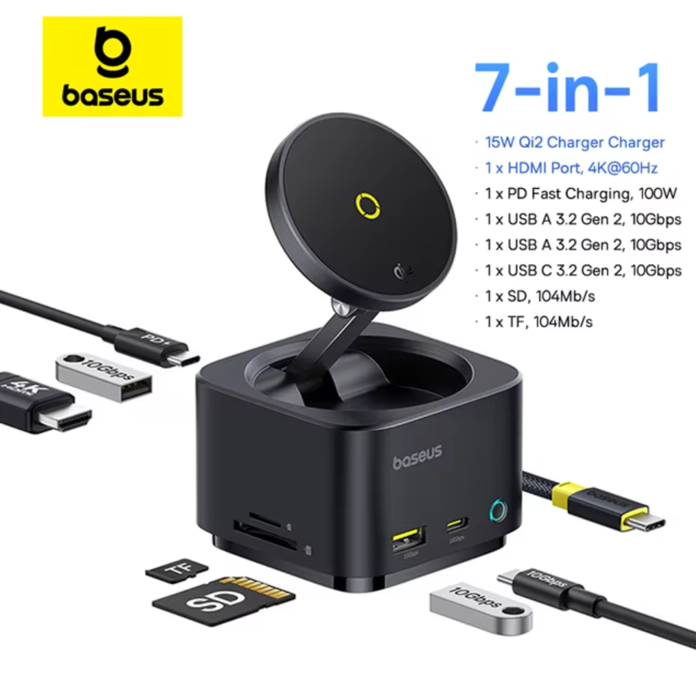 Беспроводное З/У Baseus MagPro 2 7in1 HUB Magnetic Wireless Charging 15W