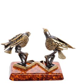 Народные промыслы AM-2246 Фигурка «Вороны Готика» (латунь, янтарь)