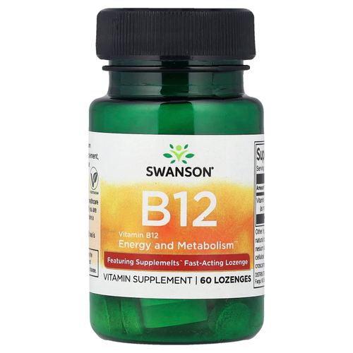 Swanson Vitamins, Витамин B12, 60 пастилок (5000 мкг в пастилке)