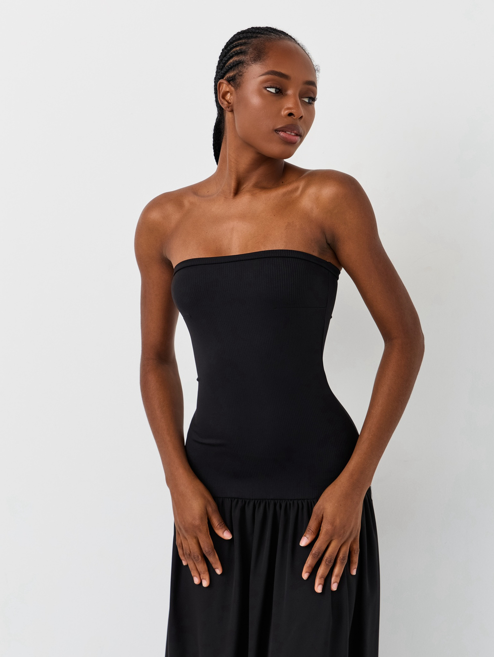 Платье длинное с заниженной талией