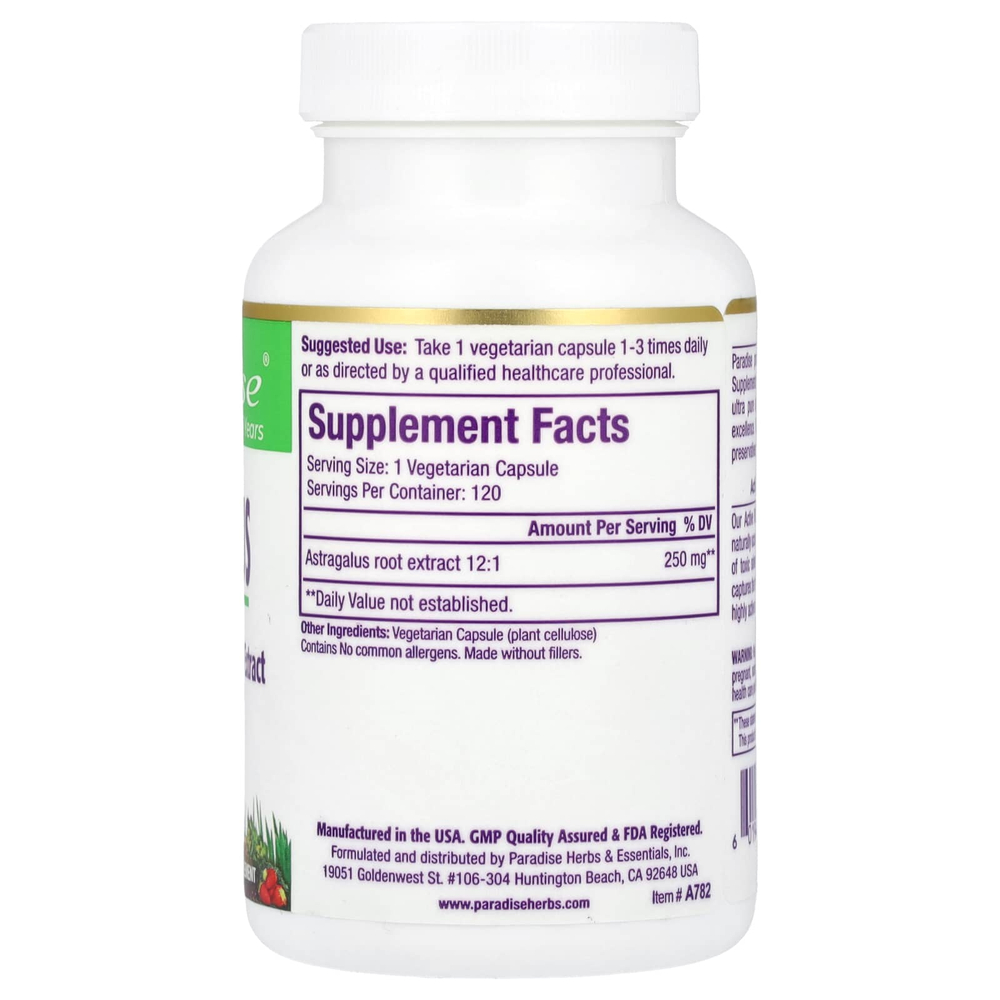 Paradise Herbs, Астрагал, 120 вегетарианских капсул (250 мг на капсулу)