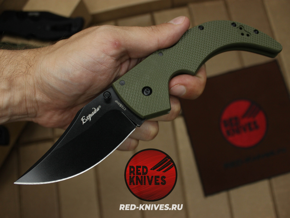 Нож Cold Steel Espada M (Medium) - зеленая рукоять, черный клинок RK/Н77