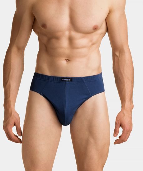 Мужские трусы (3шт) слипы классика Atlantic 3MP-129, темно-синий + голубой + темно-голубой