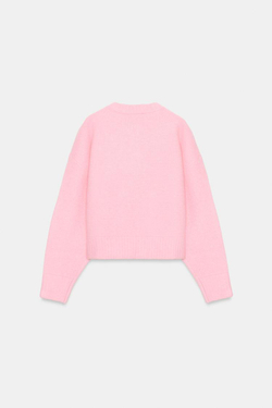 ZARА МЯГКИЙ КАРДИГАН ИЗ ТРИКОТАЖА, РОЗОВЫЙ