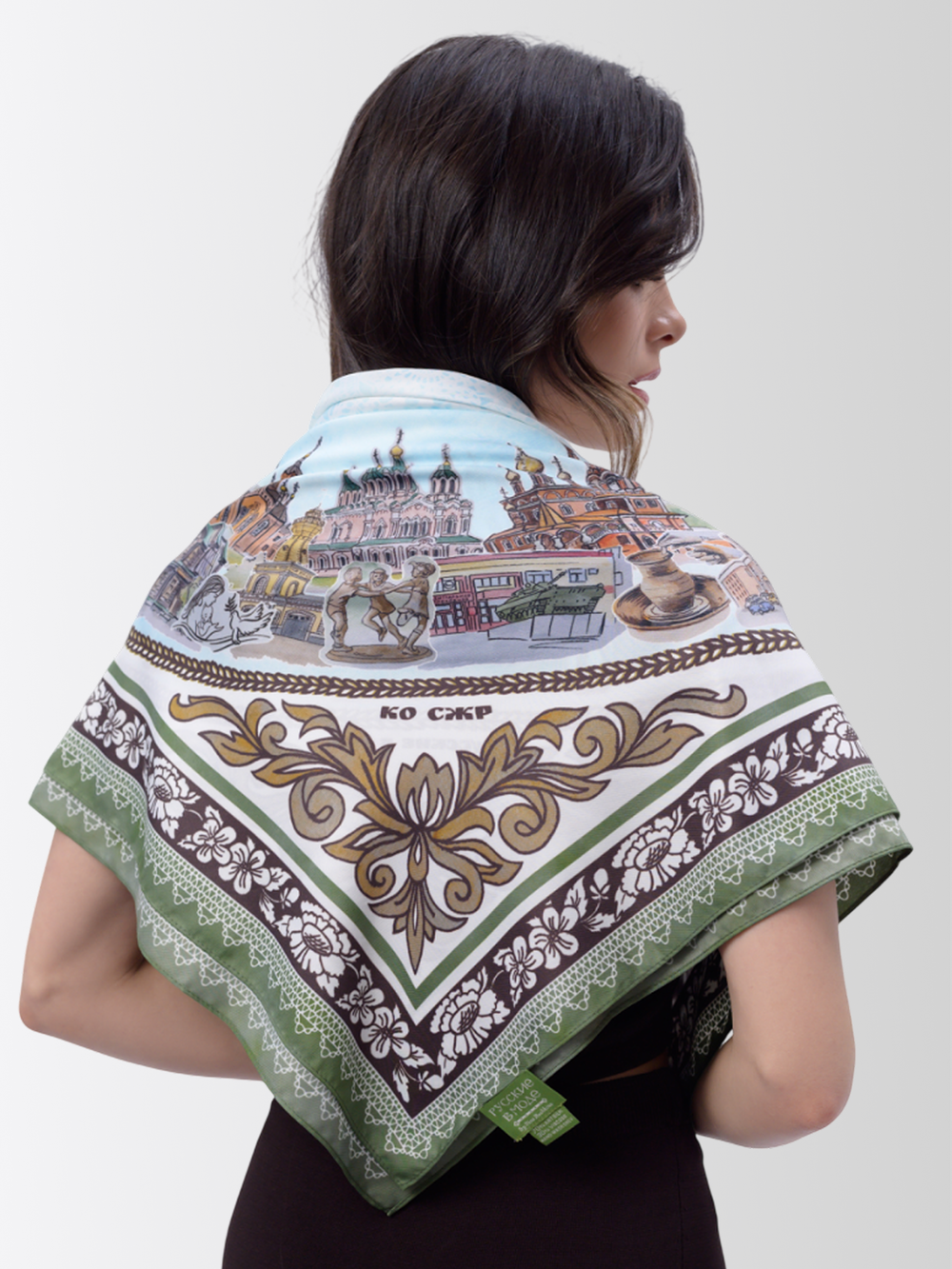 Платок «Связь времен» оливковый