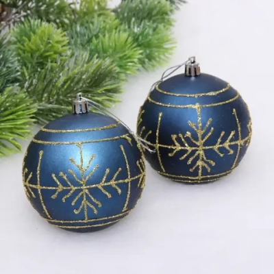 Новогодние шары «Сияние» 8 см (набор 2 шт), Сапфир