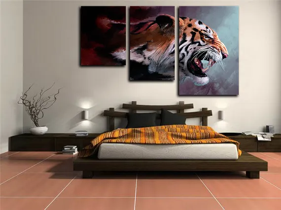 Модульная картина "Агрессивный тигр"
