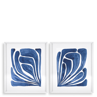 Постер Print Blue stylized leaf set of 2 арт.116654