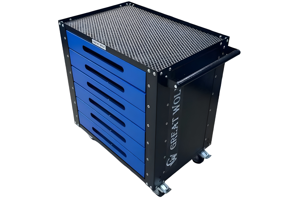 Инструментальная тележка GWT-B6 (6 ящиков, колеса с тормозом, синяя)