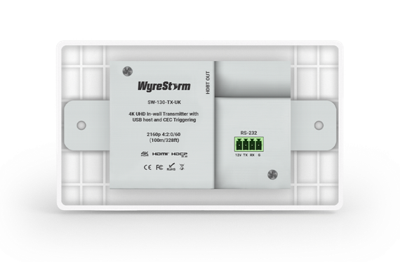 Wyrestorm SW-130-TX-UK - настенный HDBT передатчик c 3 входами (2 HDMI, USB-C), USB хост, CEC, (4K: 100м), 2-gang UK