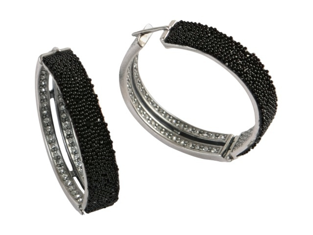 "Мелита" серьги в серебряном покрытии из коллекции "Черная икра" от Jenavi  с замком конго