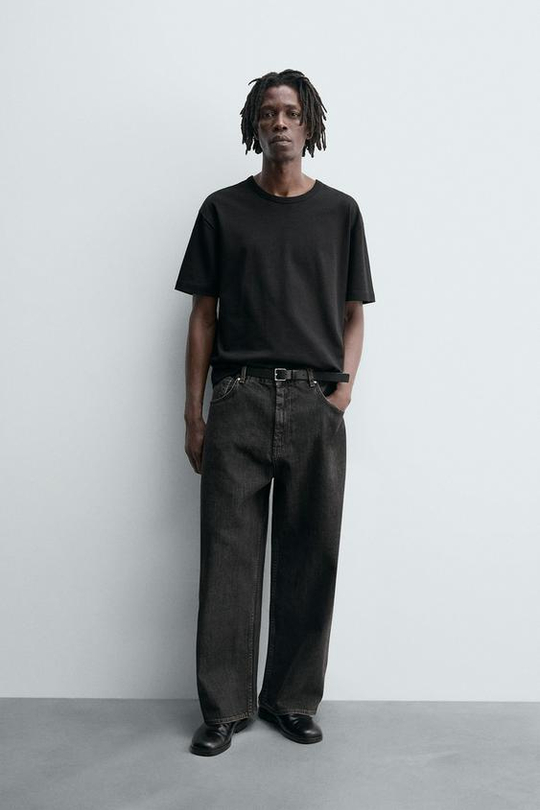 ZARA ДЖИНСЫ WIDE FIT, КОРИЧНЕВЫЙ
