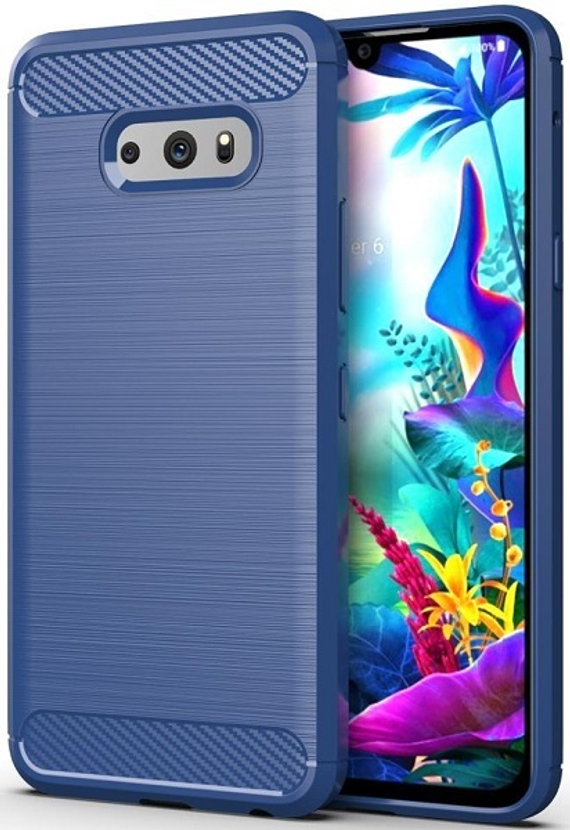 Чехол для LG V50S (G8X) цвет Blue (синий), серия Carbon от Caseport