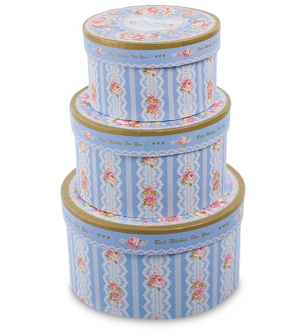 WF-41-A Набор коробок из 3шт «С наилучшими пожеланиями» цв.голубой