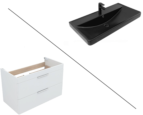 Тумба подвесная с раковиной Aquanet Ирис New 90 336311+329250 белая глянцевая