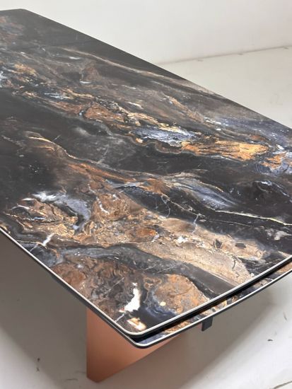 Стол ПУАНТО 200 TITANIUM LAWA NERO, керамика / МЕДЬ каркас