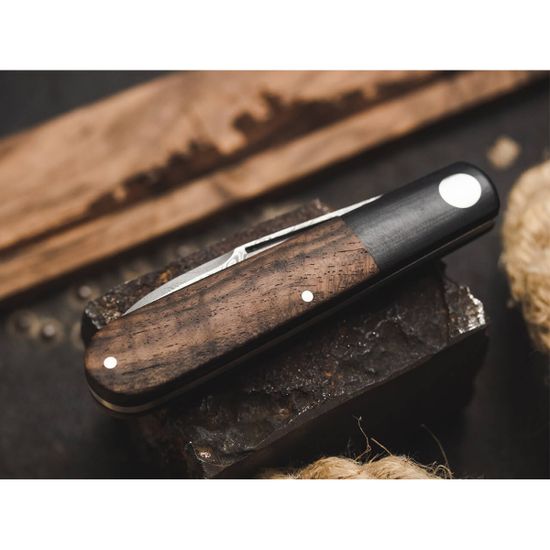 Складной нож Boker 117942DAM Barlow Prime Tirpitz-Damast c клинком из стали Damascus, рукоять дерево (Орех) / микарта