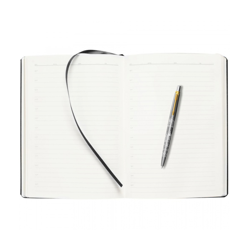Подарочный набор: Шариковая ручка Parker Jotter Russia SE, цвет: St. Steel GT и Ежедневник недатированный "Герб"