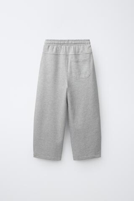 ZARA БРЮКИ BARREL ИЗ ФУТЕРА, СЕРЫЙ МЕЛАНЖ