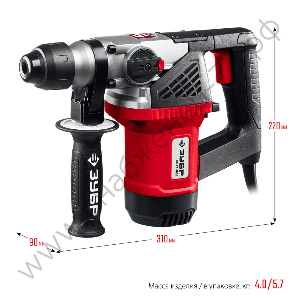 ЗУБР 28 мм, 1000 Вт, перфоратор SDS Plus (ПВ-28-1000)