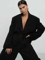 Пиджак оверсайз с объемными плечами, Черный