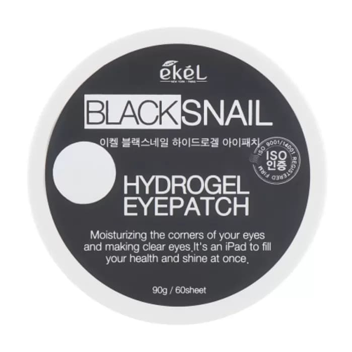 Патчи для век Ekel Black Snail Hydrogel гидрогелевые с муцином черной улитки Eyepatch 90 г / 60 шт