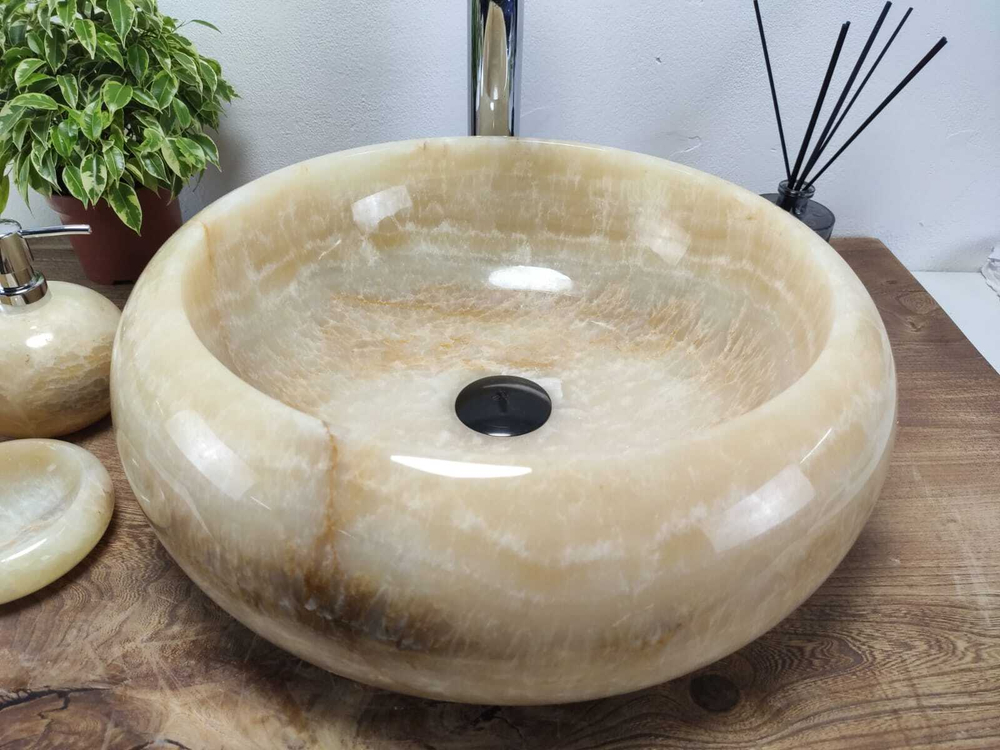 Раковина из оникса Donut Yellow Medium DO-60924 45*45*15