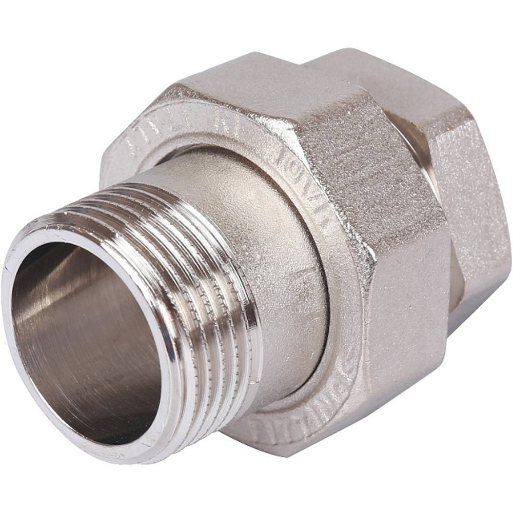 Соединение быстроразъемое (американка) STOUT - 1" (ВР/НР, латунь никелированая, плоск.уплотнение)