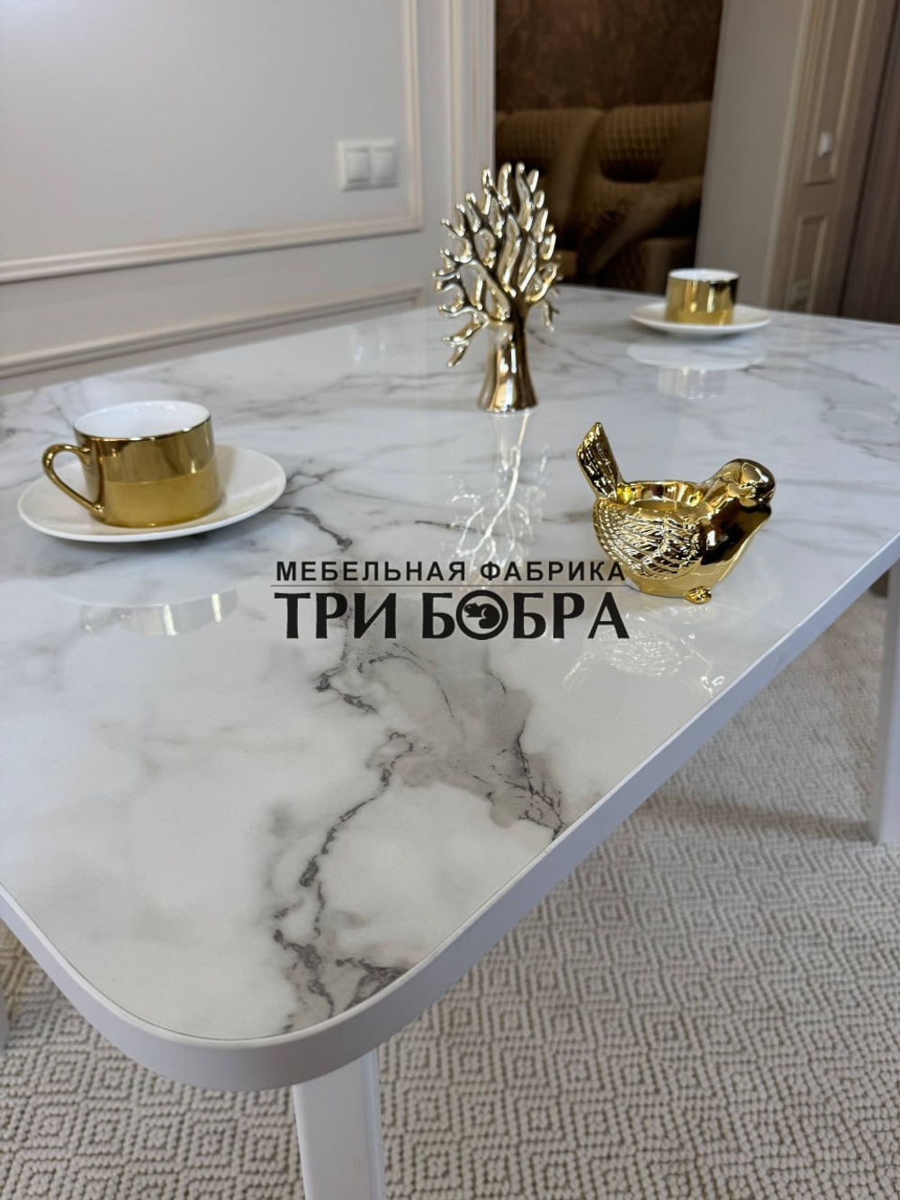 Кухонный раздвижной стол "Модерн", мрамор Парфенон