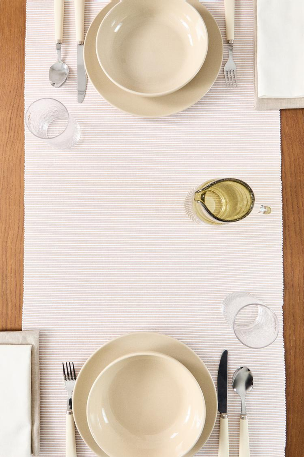 ZARA HOME РЕБРИСТАЯ НАСТОЛЬНАЯ ДОРОЖКА, БЕЖЕВЫЙ