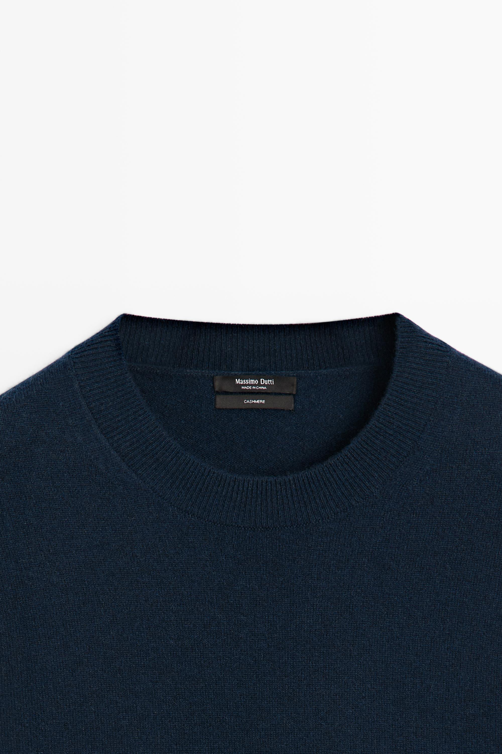 Massimo Dutti Джемпер из 100% кашемира с длинными рукавами, темно-синий