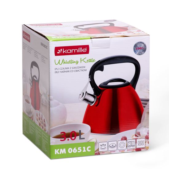 Чайник 3 л. из нержавеющей стали со свистком Kamille KM 0651C