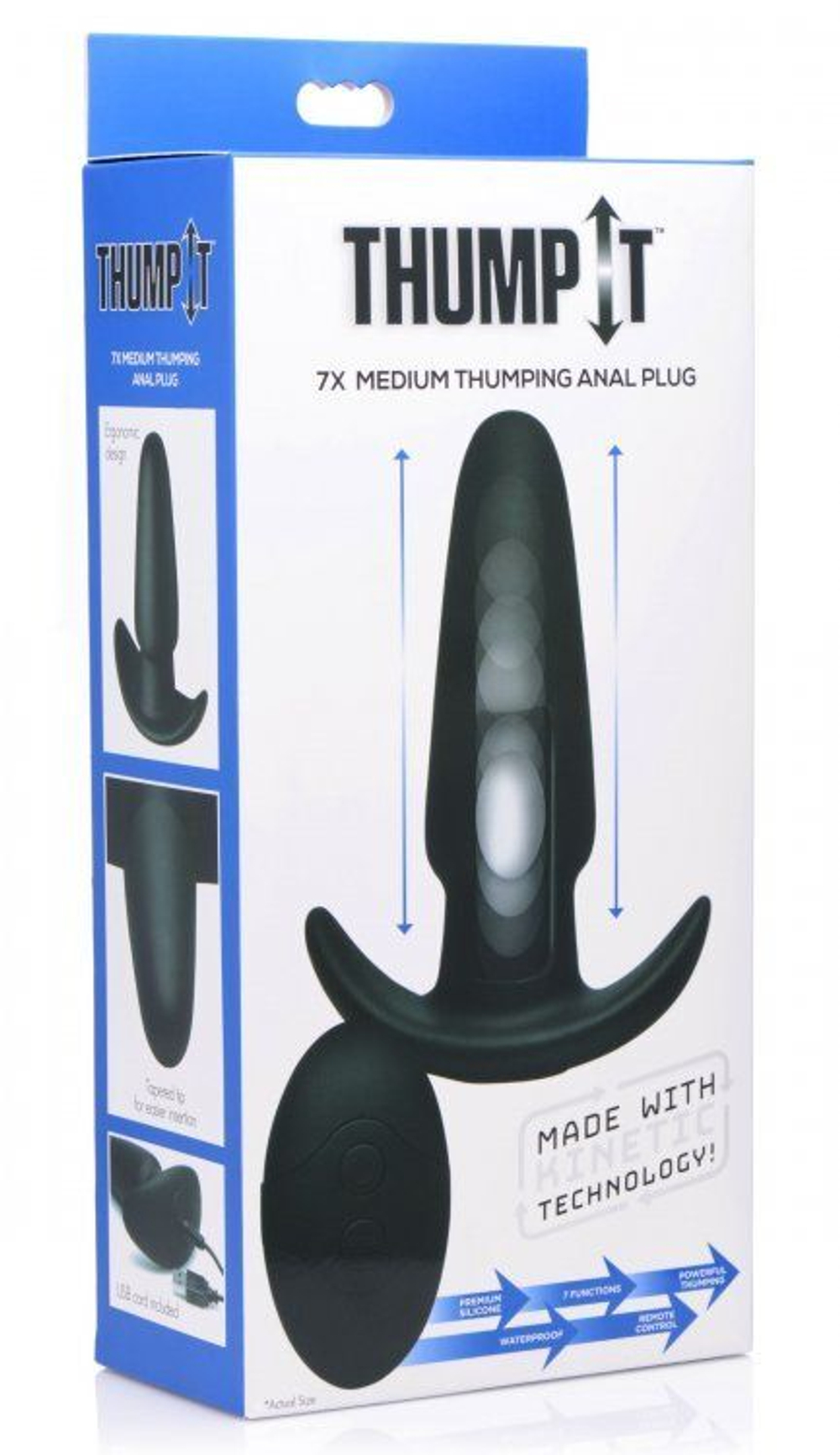 Черная анальная вибропробка Kinetic Thumping 7X Medium Anal Plug - 13,3 см. (Цвет: черный)