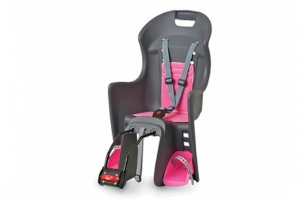 Детское кресло заднее Polisport BOODIE FF крепление на подседельную трубу, grey/pink