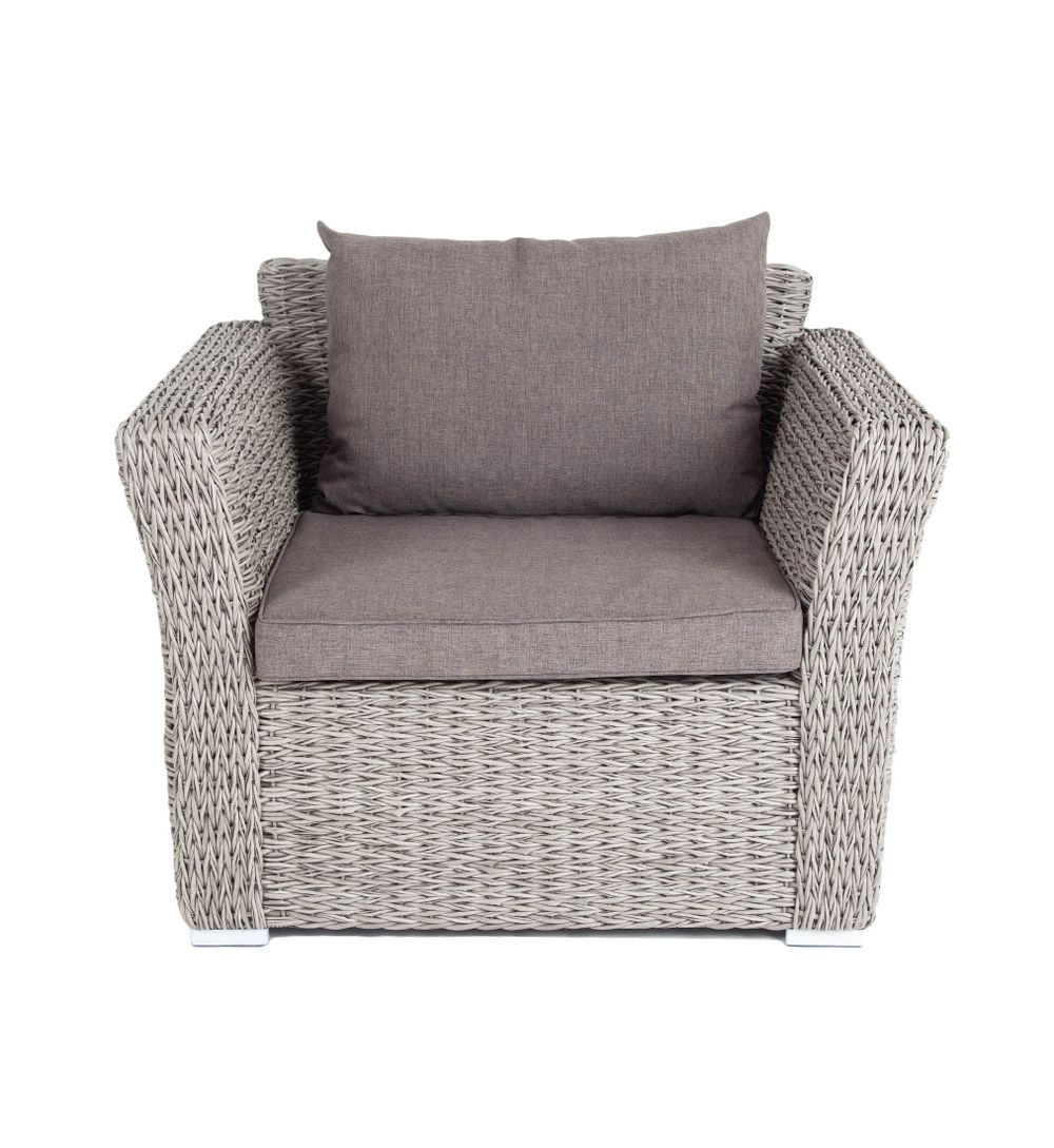 "Капучино" кресло из искусственного ротанга (гиацинт), цвет серый