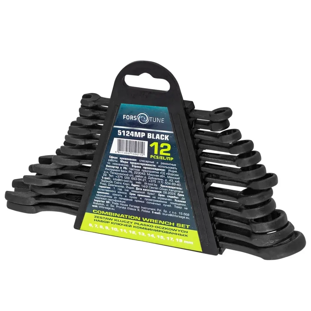 Ключи комбинированные, набор 12пр. (6-15, 17, 19мм) FORSandTUNE FORSandTUNE-5124MP BLACK