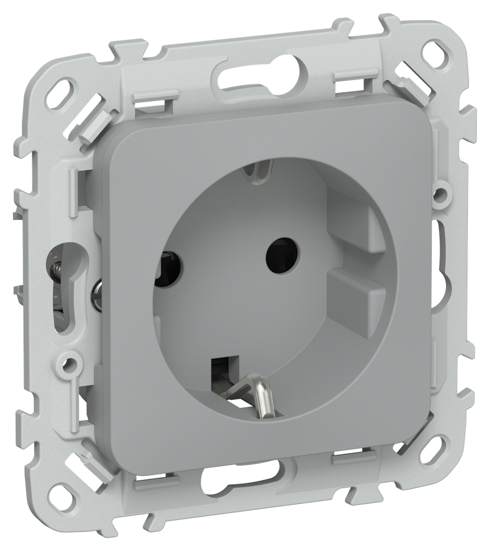 FLITE Розетка с заземлением с защитными шторками 16А РСш11-0-ФлС серый IEK